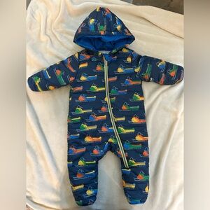 Hatley snowmobile navy blue baby bunting 6/9m
